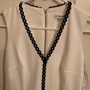 Calvin Klein new White Ruffle V Neck Mini dress. Brand new with tag - 0P.